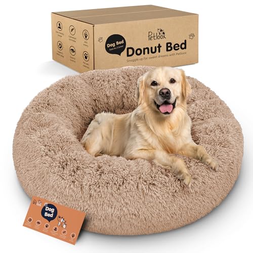 Donut Dog Bed - Premium Comfort for Anxiety Relief - Fluffy & Calming Design with Ultra-Plush Support | Cozy Round Dog Bed with Super Soft Circle Style (Camel, X-Large) - color: Camel, size: X-Large (45"L x 45"W x 10"Th)