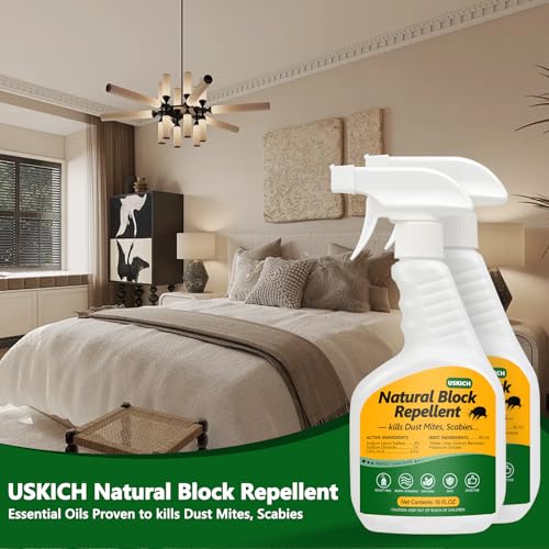 2 Pack Dust Mite Spray,32 oz Mite Spray for Home Kills Dust, Spider, Carpet, Bird, Mouse,Rat Mites,Family& Pet Safe Mite Treatment for Homes, Furniture, Bedding & Farms