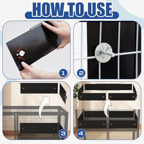 Scatter Guards Compatible with Ferret Nation & Critter Nation, 9 Pcs Pull Out Adjustable Small Animal Cages Guards, Urine & Litter Containment for Ferrets, Chinchillas, Rats(Black) - color: Black