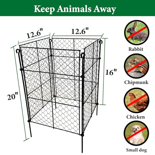 4 Pack Plant Protectors from Animals, 16Pcs DIY Plant Cages 12.6"x12.6"x16", Chicken Wire Garden Animal Barrier, Keep Rabbits & Chipmunks Out for Vegetables, Shrubs & New Plants - size: （12.6"L x 12.6"W x 16"H）4 Packs