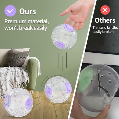 7.9 Inch Hamster Ball, Running Ball Toy, Transparent, Breathable, Reduce Stress, Promote Exercise Health, Easy to Clean, Hamster Accessory, for Syrian Dwarf Hamster, Gerbils, Mice, Small Pets, Purple - color: Purple