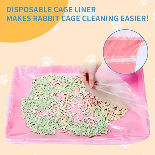 Disposable Cage Liner Bags (100-Pack) – 27'' X 19'' Clear Plastic Rabbit Cage Liners, Leak-Proof Toilet Film for Bunny, Guinea Pig, Hamster, Hedgehog & Small Animals – Universal Crate Tray Covers for - size: 1 Count (Pack of 100)