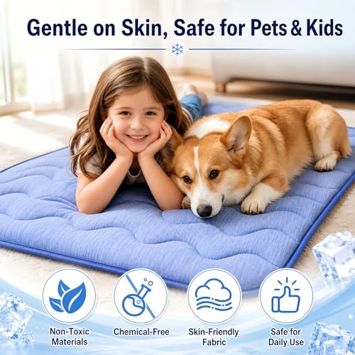 2 Pack Dog Cooling Mats 25" x 19", Q-Max 0.5+ Arc-Chill Fiber Self-Cooling Pet Pads, Thick Durable Cool Touch Crate Mats for Small Dogs, Cats & Puppies, Non-Slip Washable, Gel-Free Pet-Friendly Design - size: 25" x 19" - 2 Pack/ Cats & Puppies