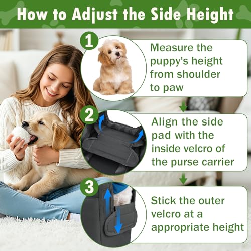 Dog Purse Carrier for Small Dogs Under 10 lbs Soft Sided Pad | Adjustable Velcro Side Pad, Extendable Bottom, Safety Leash Clip, Large Storage Pocket, Apricot - color: Apricot
