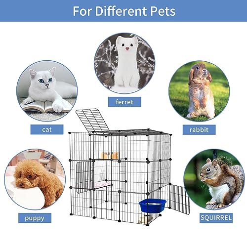Oneluck 3-Tier Cat Cages Indoor Enclosure DIY Cat Playpen Catio Detachable Metal Wire Kennels Cats Crate Large Extra Exercise Place Ideal for 1 Cat,35.4 Inches - size: 35.4"L x 31.5"W x 35.4"H