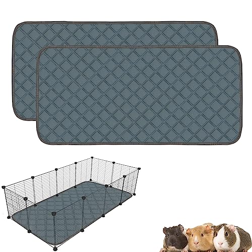 2 Pack Guinea Pig Cage Liners Washable Guinea Pig Bedding Super Absorbent | Waterproof | Non Slip| Reusable Guinea Pig Pee Pads for Small Animals Cages Rabbit Hamster Rat - 48" x 24" - color: Dark Grey, size: 48" x 24" (2 Pack)