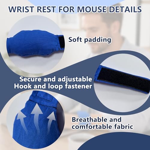 2 Pack Adjustable Wearable Mouse Wrist Rest with Soft Beads,Wrist Pad for Keyboard,Carpal Tunnel Pain Relief,Computer Gaming Office Typing,Computer Accessories for Desk