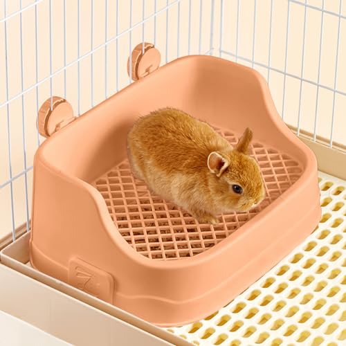 Rabbit Litter Box, Small Animals Litter Tray for Cage Detachable Bedding Litter Pan Potty Toilet Trainer Corner for Pet Rabbits Guinea Pigs Hamsters Chinchillas (Pink) - color: Pink