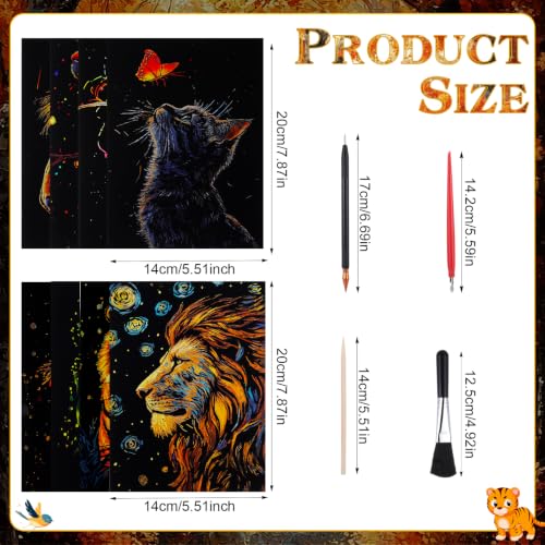 Gersoniel 8 Pack Scratch Paper Art Glow in The Dark Scratch Kit for Adult Rainbow Painting Paper Sheet with Pen / Cleaning Brush Noctilucent Engraving Scratchboard for Adults Craft Gift, Stress Relief - color: Hummingbird,Deer