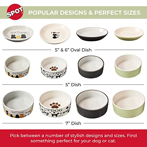 SPOT Speckled Stoneware- Round Ceramic Food/Water Bowl for Pets, Dishwasher Safe, Ideal for Small Dogs, Cats, Reptiles, Large Birds, 5in Light Green, 1.75 Cup (14oz)