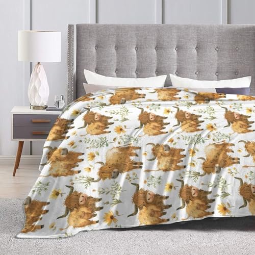 Highland Cow Blanket Super Soft Cozy Fleece Farm Animal Throw Blanket Plush Bedding Cow Stuffed Blanket Gifts for Boys Girls Kids Women 60''X80'' - color: Highland Cows, size: 60"x80"