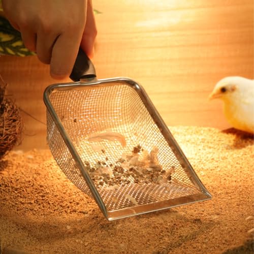 iayokocc Cat Litter Scoop,Stainless Steel Mesh Cat Litter Cleaner Corner Shovel, Long Handle Scooper Shovel Kitty Litter Scoop Easy to Clean, Cats Litters Shovel,Metal Garbage Shovel
