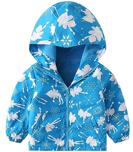 Happy Cherry Toddler Boy Girl Fleece Lined Jackets Waterproof Hooded Windbreaker Coat for Winter Fall 2023 - color: Thick Blue Evil, size: 3-4T