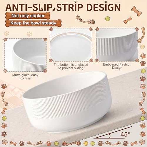 100oz Extra Large Ceramic Dog Bowl, Dog Food and Water Bowl | 8.7 Inch Heavy Weighted Non-slip Water Dish for Large Dogs, Non-tipping Big Porcelain Pet Bowl, Wide Mouth Easy to Clean