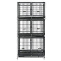 Homey Pet 3 Tiers 43" Heavy Duty Dog Crate Bank with Wheels, 43T x 2 & 43S | Double Stackable Kennel with Divider, Dual Door, Auto Locks, Removable Tray, Bowl, Ideal for Small, Medium to Large Dogs - size: 42.5"L x 28.0"W x 88.0"H