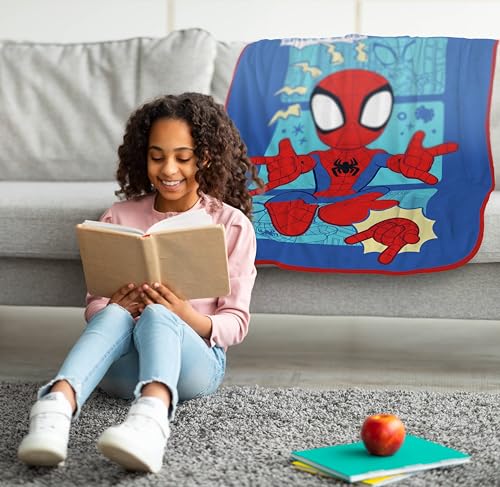 Jay Franco Kids Plush Throw Blanket – Soft & Cozy Fleece Throw for Bedroom & Couch Décor, Official Licensed Product, Blue - Spidey & Friends, 46x60 - Throw Blanket - color: Blue - Spidey & Friends, size: 46x60 - Throw Blanket