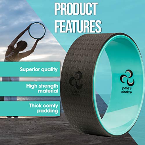 Yoga Wheel for Back Pain Relief - Beginners Guide & Strap Included | Comfortable Back Roller to Release Tension, Deepen Stretches & Boost Flexibility - Improve Posture at Home