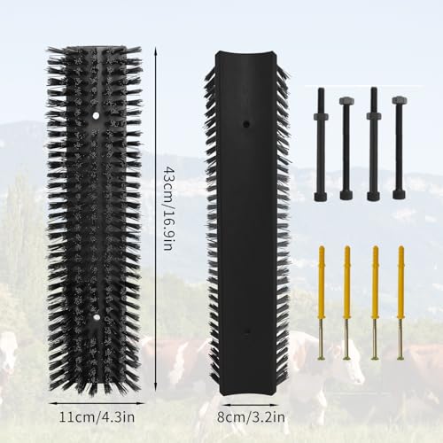 Livestock Scratch Brush With 16 Screws，Animal Back Scratching Brush for Cow,Cattle,Sheep, Horses,Pigs，Massage Grooming Tool (Black, 4pcs) - color: Black, size: 4pcs
