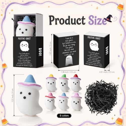 24 Sets Halloween Ghost Gifts Stress Balls with Boxes | Positive Halloween Party Favors, for Employee Coworker Friends Office, Cute Support Relief Toys, Inspirational Desk Decor - color: Multicolor, size: Halloween Hat Ghost