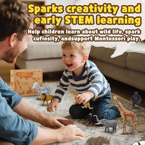 Safari Animal Figurines Set for Kids, 10 Piece Realistic Wild Zoo Animals Collection with Elephant, Lion, Tiger, Giraffe, Educational Toys for Toddlers Boys Girls - style: 10-PC Safari Animal Figures Set