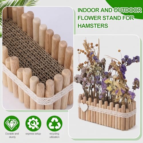 Hamster Cage Sprays Flower Foraging Holder - Natural Wood Feeding Stand, Small Pet Habitat Accessories for Hamsters Mouse Guinea Pig Dwarf Gerbils Syrian Mice (Lace - Rectangle)