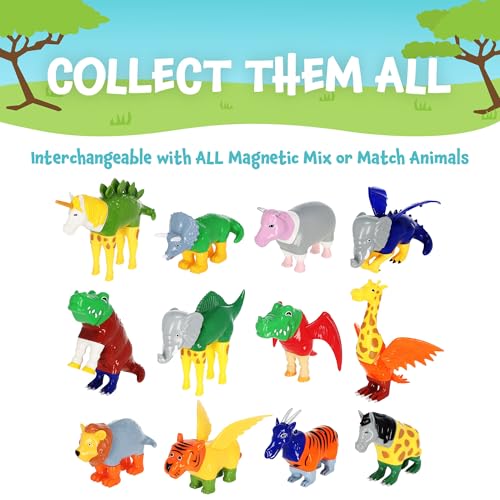 POPULAR PLAYTHINGS Magnetic Animals for Toddlers 1-3, Mix or Match Animal Toys, Set of 4 Gift for Kids - Jungle Animals | Magnetic Animals for Toddlers 1-3, for Kids, Animal Toys