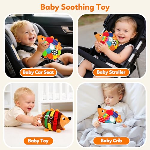 Vibrant Sensory Hedgehog Plush Stuffed Animal Baby Toy Tummy Time Learning Toy Soft Squeaking & Crinkling Toys for Busy Hands Babies 0-36 Months, Baby Shower 1st Birthday Gifts - color: Multi