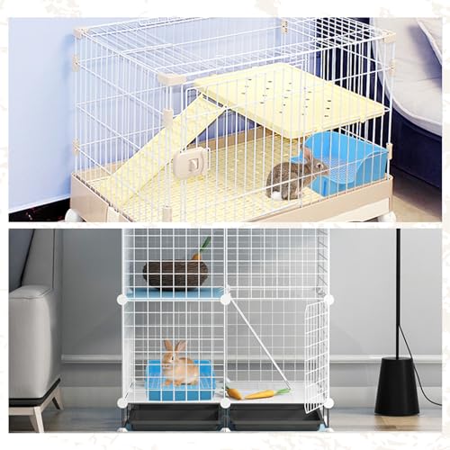 12Pcs Rabbit Litter Box for Cage, Bunny Potty Trainer Corner Guinea Pig Plastic Square Grate Toilet, Pet Bedding Litter Box for Small Animal Ferret Hamster Hedgehog (Blue) - color: 【Blue】