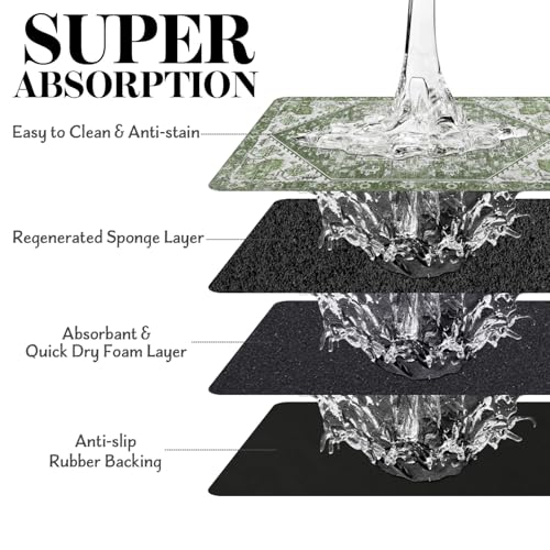Dog Food Mats for Floors, Absorbent Dog Bowl Mat for Food and Water Dispenser Mat, Quick Dry Cat Food Mat Pet Supplies - color: Dark Green, size: S(12"×20")