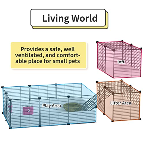 Oneluck Guinea Pig Cage,Indoor Habitat Cage with Waterproof Plastic Bottom,Playpen for Small Pet Bunny, Turtle, Hamste, Loft and Partition - color: Loft & Partition cage