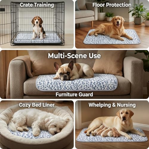 Reusable Puppy Pads, Washable Pee Pads, Leakproof 16"x 30" 2 Pack | High Absorbency Dog Training Pads, Wee Wee Pads With Waterproof Non-Slip Base For Indoor Potty, Crates, Playpen & Senior Dogs - size: 16x30(pack of 2)-Blue