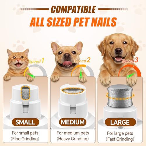 Dog Nail Grinder Electric Powerful 3 Speeds Dog Nail Clippers with Lights Quiet Cat Nail Clipper Painless Care Trimmers Tools for Small Medium Large Dogs and Cats (Black) - color: Black