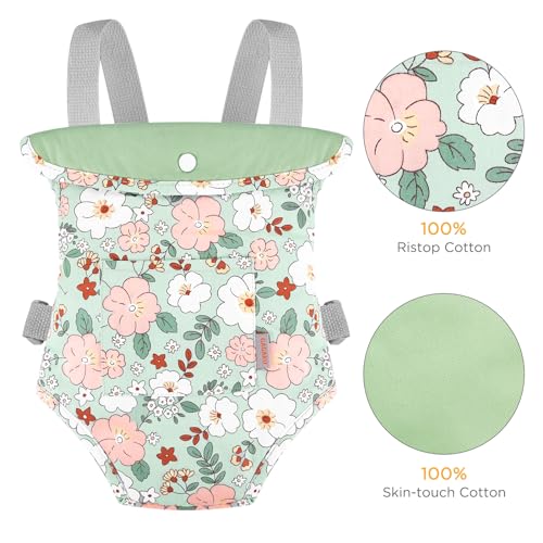 GAGAKU Toy Baby Doll Carrier for Toddlers 3+ Years Old, Reborn Baby Doll Accessories Pretend & Role Play Carriers for Kids - Green Camellia - color: 2_green Camellia