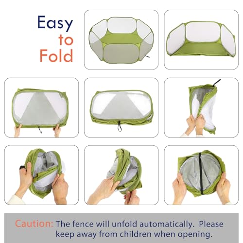 Pawaboo Small Animals Playpen, Green | Waterproof Small Pet Cage Tent, Strong Steel Wire Frame, Portable Outdoor - color: Avocado Green