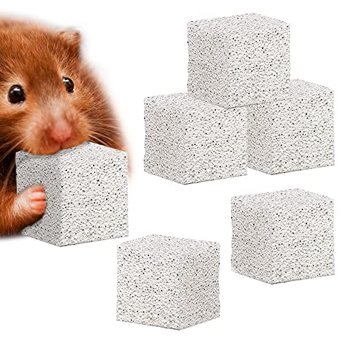 Meric CoCoo Grinding Stone for Small Pets, 1.6"x1.6"x1.6" Lava Rocks, Trims Pet Teeth, Smooths Claws, Adds Calcium to Diet, Chew Toys for Rabbits, Chinchillas, Hamsters & Guinea Pigs, 6pcs per Pack