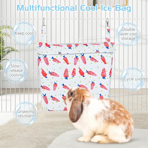 Hamiledyi Rabbit Cooling Pouch with Ice Pack - No Condensation Pad for Bunny Cage Accessories, Washable Cooling Mat for Small Animals (Ferret, Guinea Pig, Chinchilla)