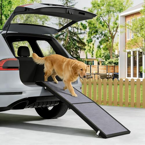 Dog Ramp for Car, Folding Car Ramps for Small to Large Size Dogs, Portable Pets Ramp with Non-Slip Rug Surface, 51" Long & 19.7" Wide HDPE Dog Steps for Car, SUV, Truck