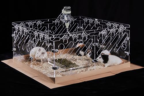 Acrylic Guinea Pig Cages - 2x2ft Small Animal Cage | DIY Extendable | Easy-to-Clean Disposable Bottom (Without Lid) - color: 2x2 ft Cage