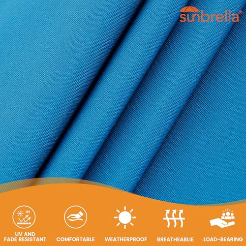 Lazy Daze 12 FT Sunbrella Fabric Hammock, Non-Fading Double Outdoor Hammock | 2 Person Hammock with Pillow, Straps, Carabiners , All Weather Fade Resistant for Outside, Canvas Pacific Blue - color: Canvas Pacific Blue