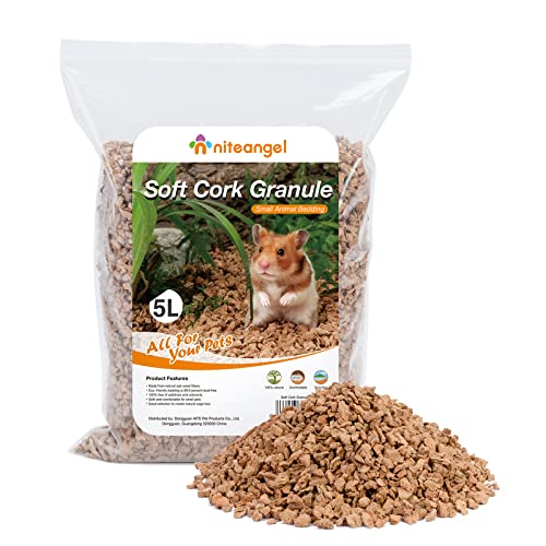 Niteangel Natural Coco/Cork Hamster Bedding: 5L Absorb Odors & Low Dust | Encourages Digging & Burrowing Instinct - Pet Litter for Dwarf Syrian Hamsters Gerbils mices Degus or Other Small Animal - size: 5L