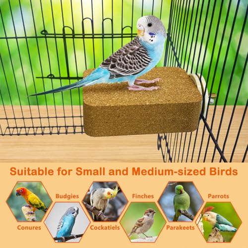 3 Pack Bird Perch Platform Cork Parrot Perch Stand Parakeet Chewing Toy Bird Paw Grinding Cage Accessories for Small Conures Budgies Cockatiels Finches (Small) - size: Small