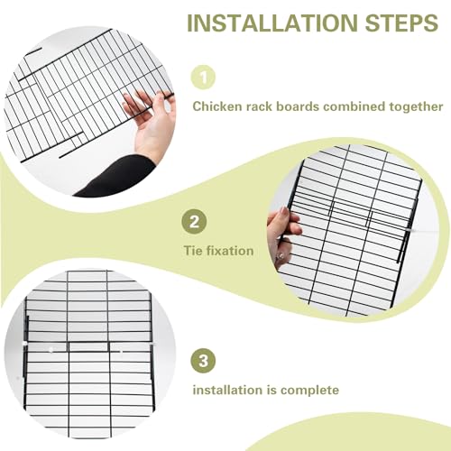 2 PCS Chicken Coop Ramp with Cable Ties, Black Adjustable Length (16.5-29.5 Inch) Iron Wire Ladder for Coop Henhouse Leg Problem or Cannot Fly Chickens, Waterproof