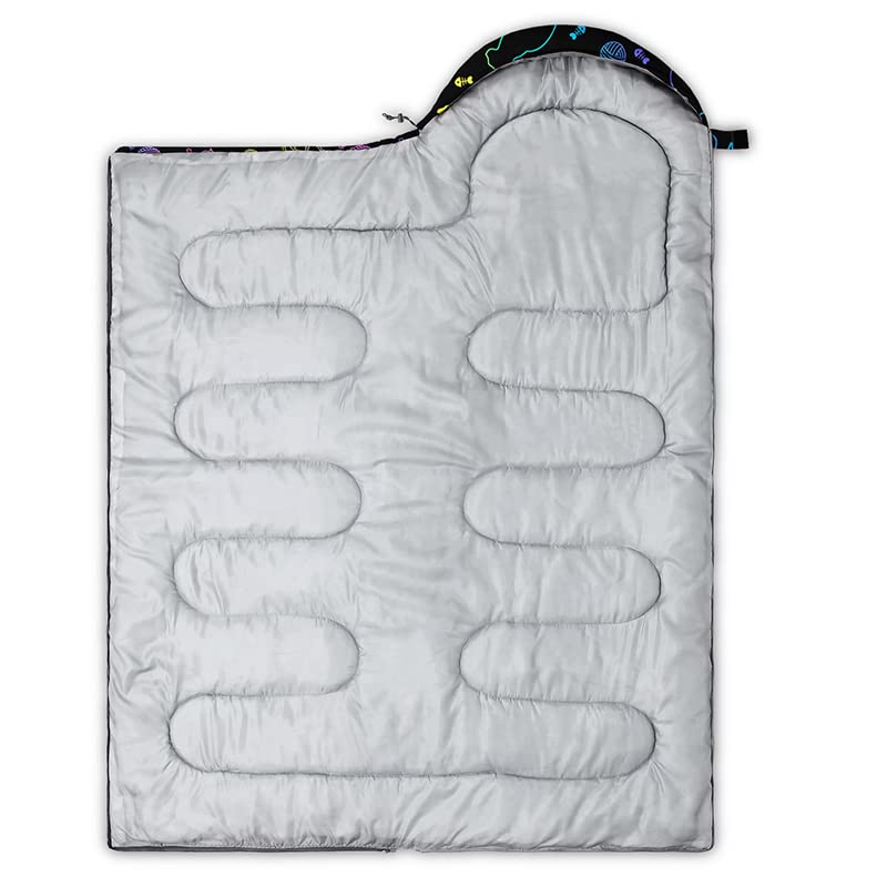 QOOMO Camping Sleeping Bags,3 Season Warm & Cool Weather,Lightweight,Waterproof Sleeping Bags for Adults & Kids,Traveling,and Outdoors,Camping Gear Equipment - color: Neon Cat 2
