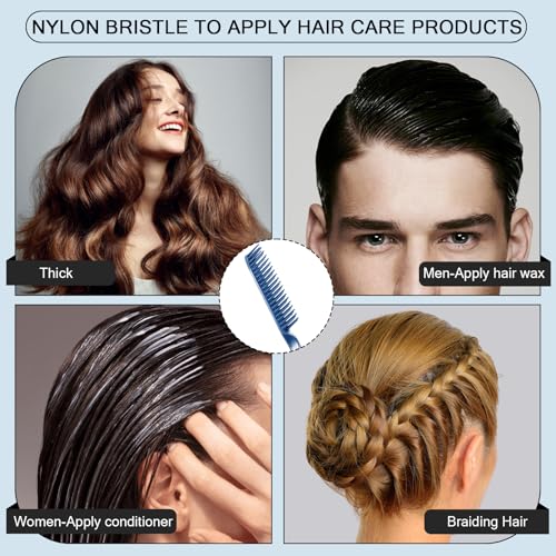SIMPOR 3 Row Hair Comb for Natural Detangling, Hair Styling Brush, Nylon Bristle Unbraider Teasing Rat Tail Comb for Women Men Blue - color: Blue