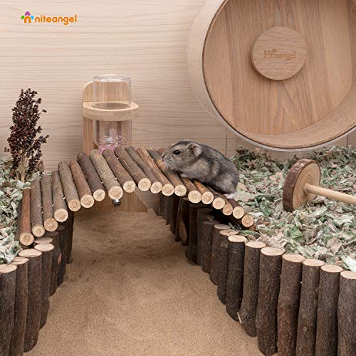 Niteangel Wooden Ladder Bridge, Hamster Mouse Rat Rodents Toy, Small Animal Chew Toy (11.8" x 4.7") - size: 11.8" x 4.7"