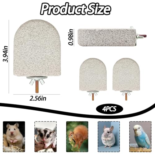 4 Pack Hamster Rat Lava Ledge Platform Teeth Grinding Chewing Toy (S,Grey) | Chinchillas Pumice Teeth Grinding Block Perch Stand Jumping Platform Small Animals Cage Accessories for Gerbil Mouse Bird