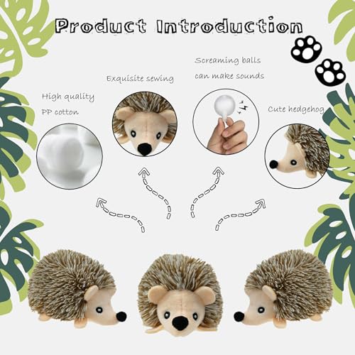 Dog Hide and Seek Toys Puppy Chew Squeaky Toys Plush Mushroom&Bamboo&Shell Hideout Stuffing with Squeakers Animals (3Pcs Squeaky Hedgehog Brown) - color: 3Pcs Squeaky Hedgehog Brown