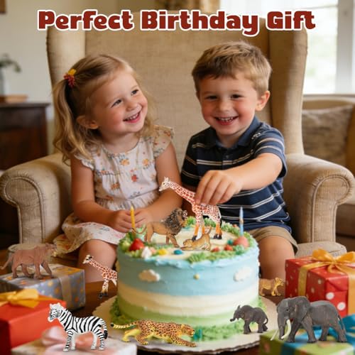 14PCS Realistic Safari Animal Toys with Wild Jungle Figurines for Toddlers
