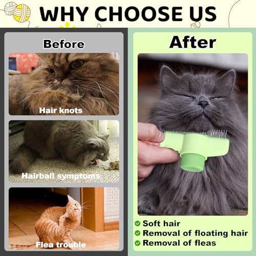 One-click Self Cleaning Cat Comb for Long/Short Haired Cats Dogs | Cat Brush for Shedding,Pet Deshedding Brush,Reduces Shedding,Keeps Coat Healthy,Pet Hair Remover Grooming Supplies