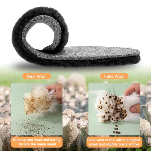 riemot Women’s Sheepskin Wool Insoles,100% Australian Wool Fleece Upper,15mm Thick Warm Winter Boot Inserts, Cozy Replacement Insoles for Snow Boots, Slippers & Roomy Shoes Black EU39/US8 - color: Black, size: US 8 Women